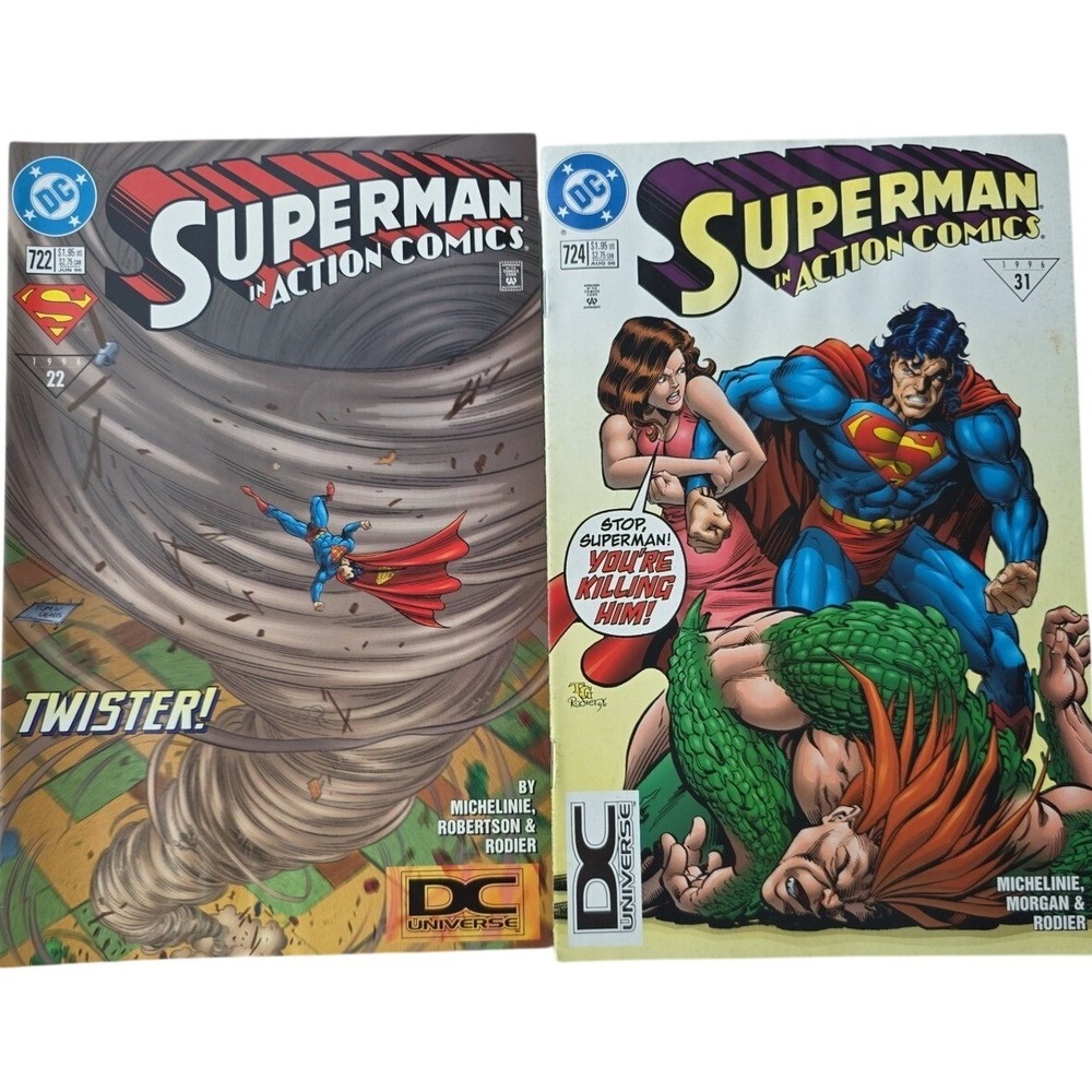DC Superman Action Comics 722 724 Lot 1996 Modern Age Twister Michelinie E2